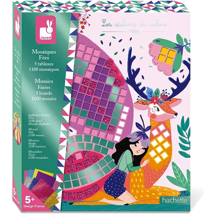 Janod Fairies Foam Mosaics Box-Les Ateliers du Calme-Kreatives Freizeitkit für Kinder-Feinmotorik und Konzentrationslernen-Ab 5 Jahren, J07960