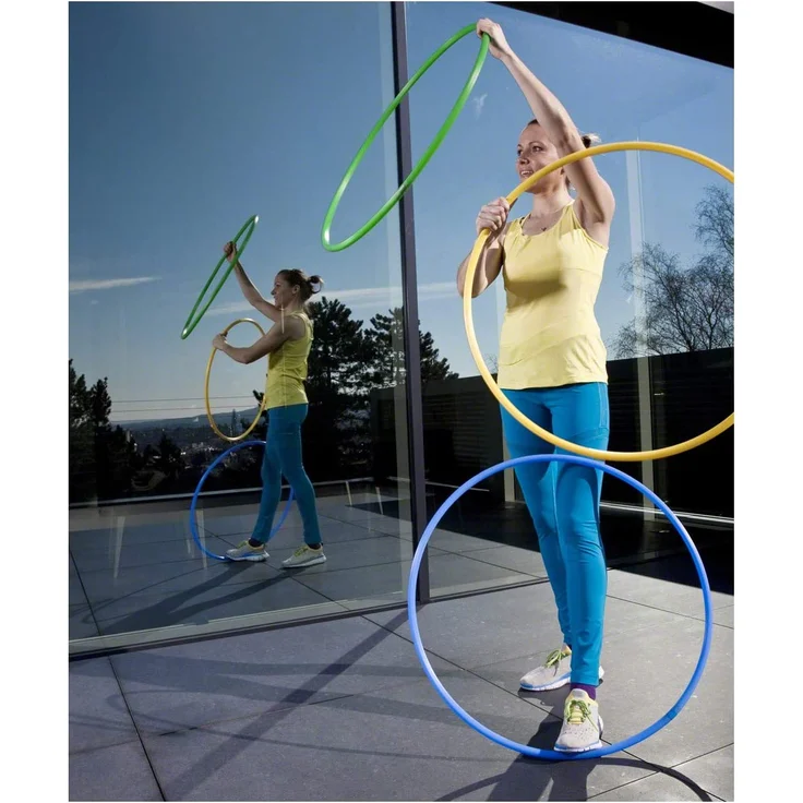 Sport-Tec Gymnastikreifen aus Kunststoff, Hula Hoop, Trainingsreifen, Turnreifen, Fitnessreifen, 80 cm, 400g, Blau – Bild 3