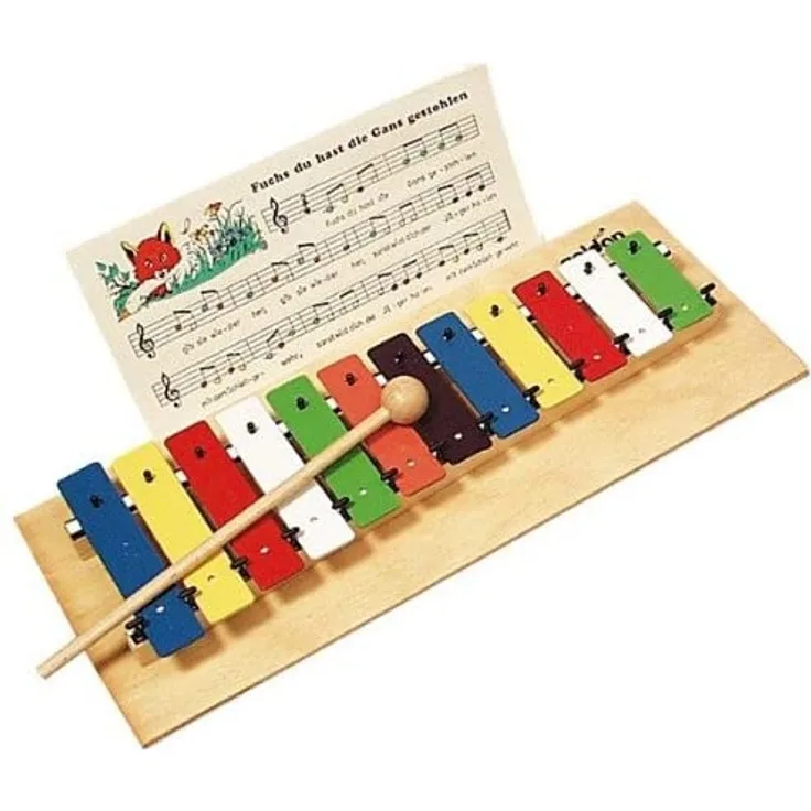 Bartl Metallophon mit zwölf bunten Klangplatten groß, bunt, 12 Töne, Musikinstrument