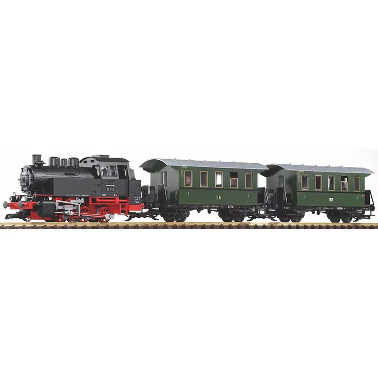 Piko 37125 - G Start-Set BR 80 mit 2 Personenwagen DR Epoche III (inklusiv Sound + Dampf)