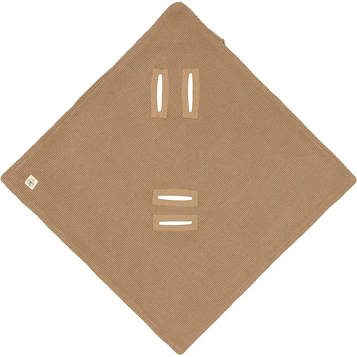 LÄSSIG Baby Strickdecke für Autositz Autositzdecke Einschlagdecke Babyschale 100% Bio-Baumwolle GOTS sand – Bild 2