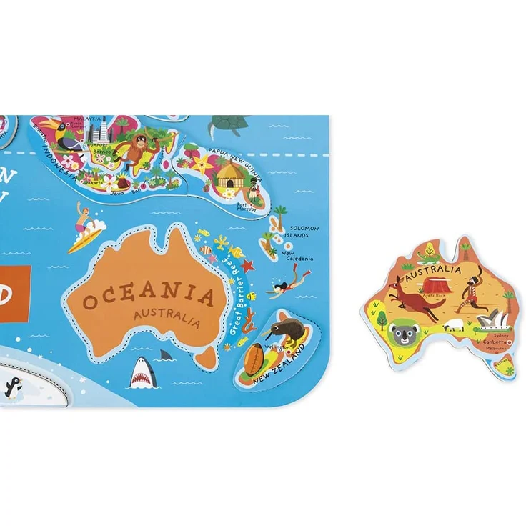 Janod J05504 Puzzle Magnetische Landkarte Die Welt aus Holz 92 Teile, Englisch – Bild 4