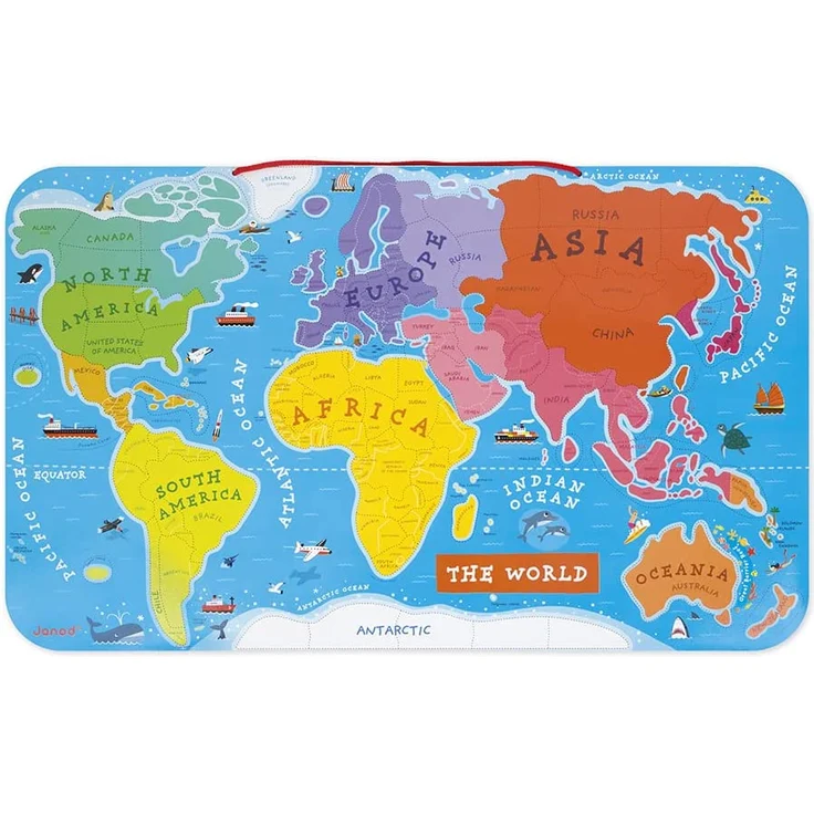Janod J05504 Puzzle Magnetische Landkarte Die Welt aus Holz 92 Teile, Englisch – Bild 3