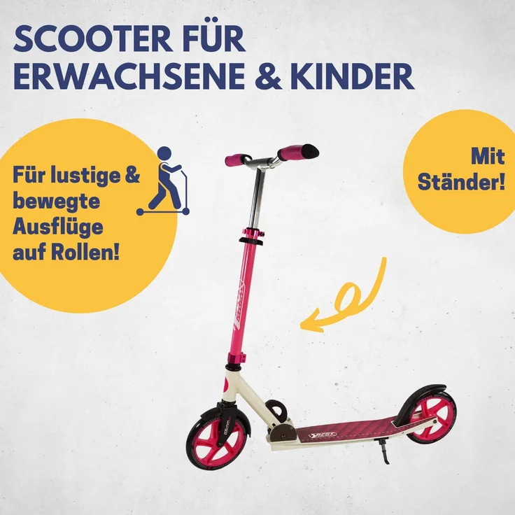 Best Sporting Scooter 205er Rolle, aus Aluminium, klappbarer Kinder-Tretroller, pink/weiß oder anthrazit pink/weiß – Bild 2