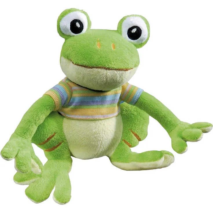 GLOREX 0 4601-1 - Kuscheltier zum Selberstopfen Frosch Joe, ca. 16 cm groß, aus hochwertigem Plüsch genäht, muss nur noch befüllt werden, mit Geburtsurkunde
