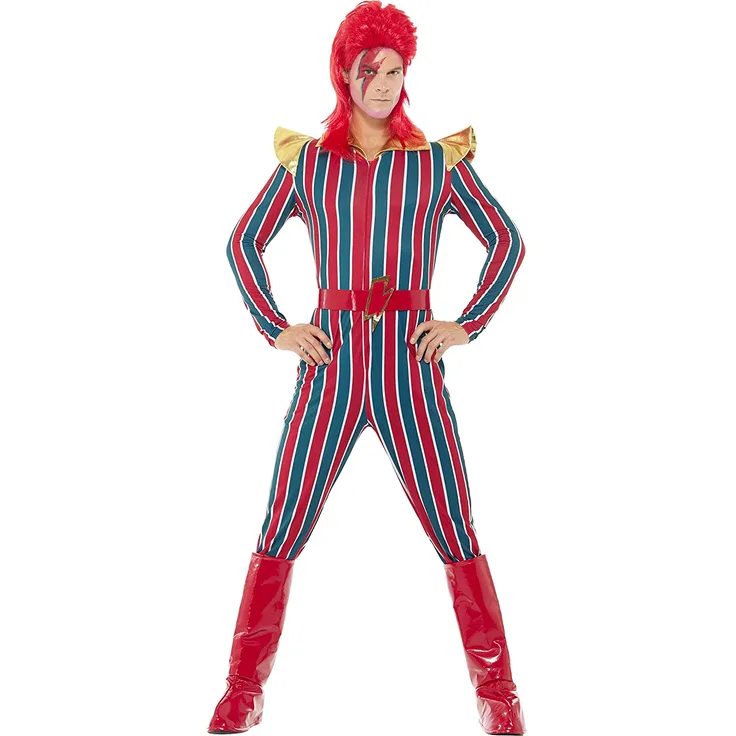 Smiffys Herren Weltraum Superstar Kostüm, Jumpsuit, Gürtel und Stiefel Überzieher, Größe: M, 43858