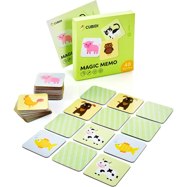 CUBIDI® Süßes Memory ab 2 - mit 48 stabilen Tiermotiv Memory Karten⎥Schönes Kinderspielzeug ab 2 Jahre | Geschenke für 2 jährige und ältere Kinder