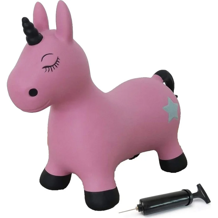 Jamara 460453 Hüpftier Einhorn pink mit Pumpe-bis 50 kg, fördert den Gleichgewichtssinn und die motorischen Fähigkeiten, robust und widerstandsfähig, pflegeleicht – Bild 1