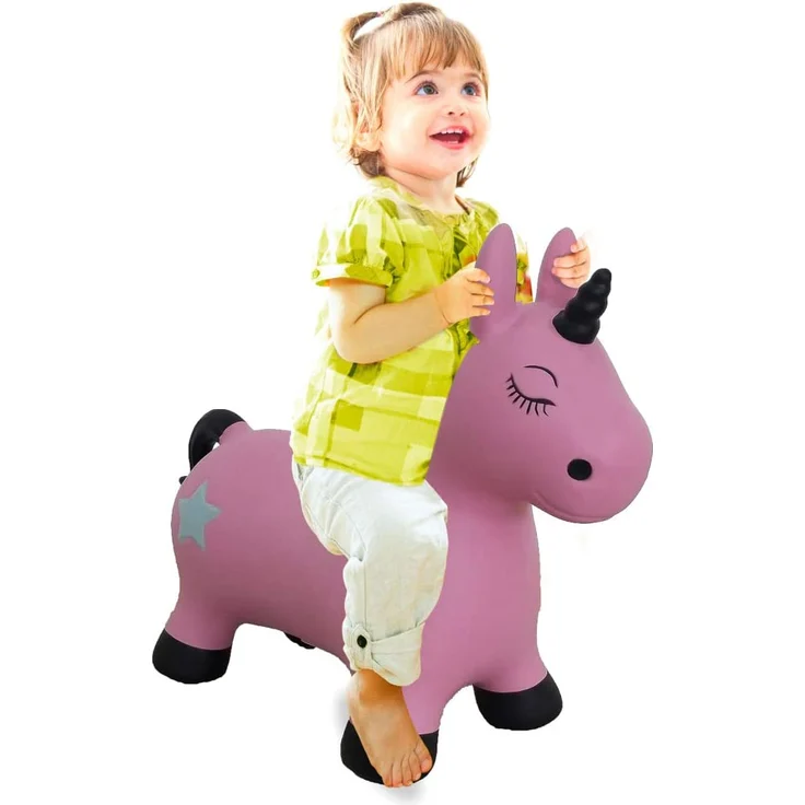 Jamara 460453 Hüpftier Einhorn pink mit Pumpe-bis 50 kg, fördert den Gleichgewichtssinn und die motorischen Fähigkeiten, robust und widerstandsfähig, pflegeleicht – Bild 3