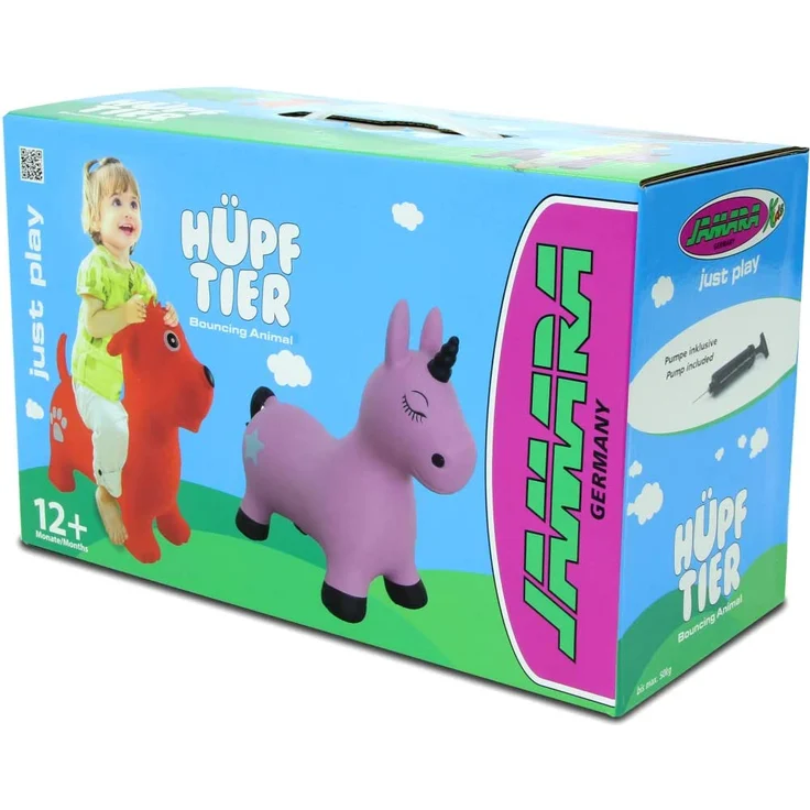 Jamara 460453 Hüpftier Einhorn pink mit Pumpe-bis 50 kg, fördert den Gleichgewichtssinn und die motorischen Fähigkeiten, robust und widerstandsfähig, pflegeleicht – Bild 5