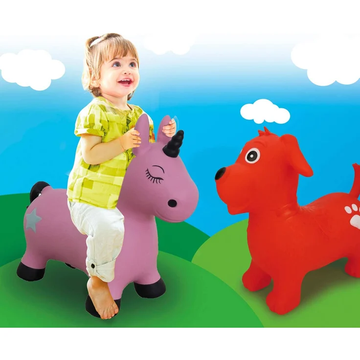 Jamara 460453 Hüpftier Einhorn pink mit Pumpe-bis 50 kg, fördert den Gleichgewichtssinn und die motorischen Fähigkeiten, robust und widerstandsfähig, pflegeleicht – Bild 2