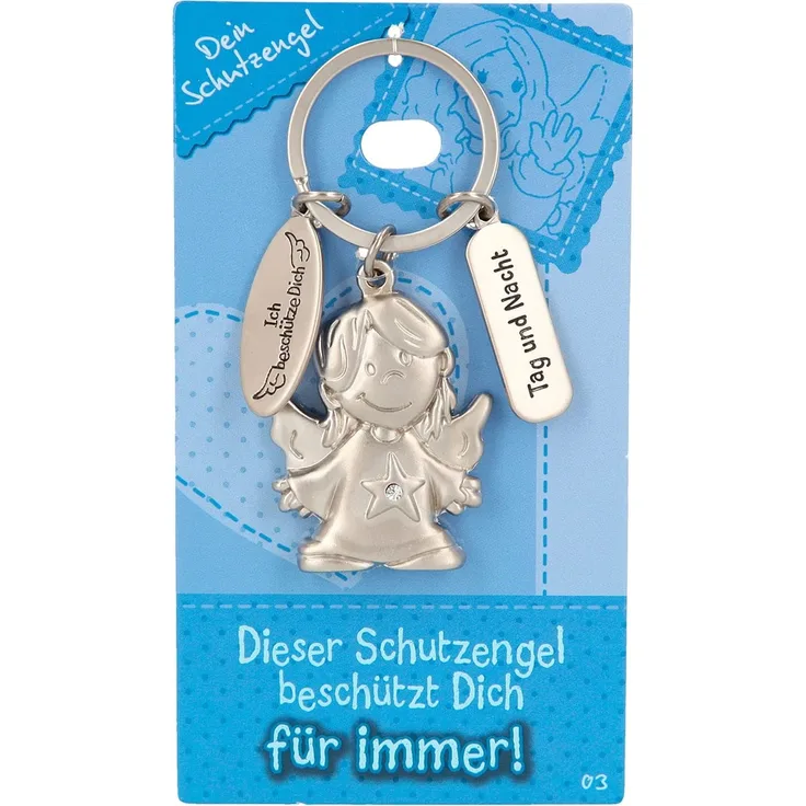 Depesche 7518-003 Schutzengel Schlüssel-Anhänger aus Metall, Glücksbringer mit Engel, Schlüsselring und liebevoller Botschaft, zum Verschenken an Familienmitglieder, Freunde und Bekannte