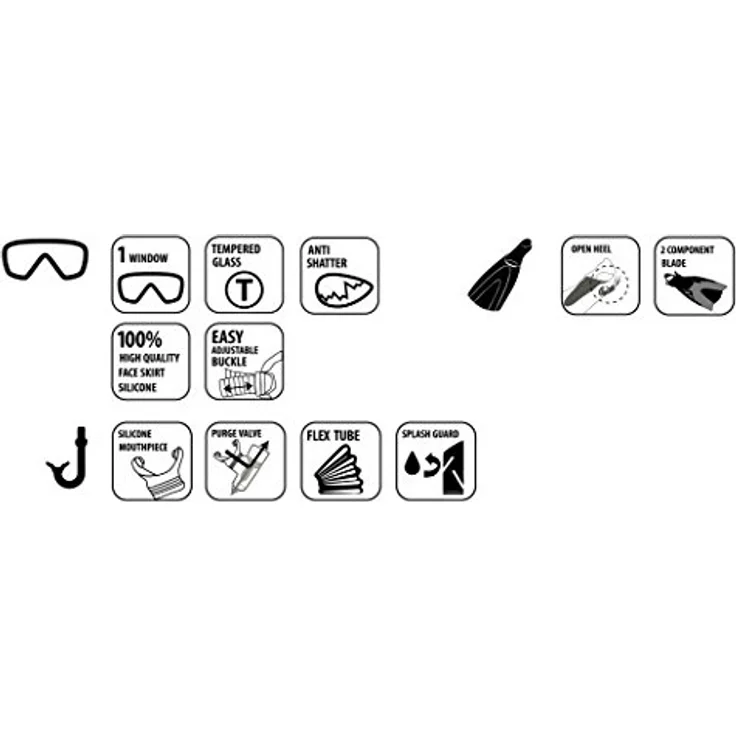 Schildkröt Funsports - Schnorchel Set CAYMAN L/XL (3-teilig, im Meshbag) – Bild 4