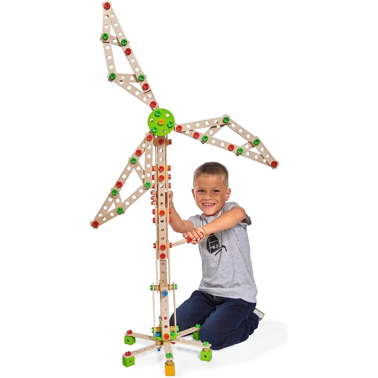 Eichhorn - Constructor Windrad - vielseitiges Holzspielzeug 300 Bauteile, 8 verschiedene Konstruktionen, für Kinder ab 6 Jahren, FSC 100% Buchenholz – Bild 3