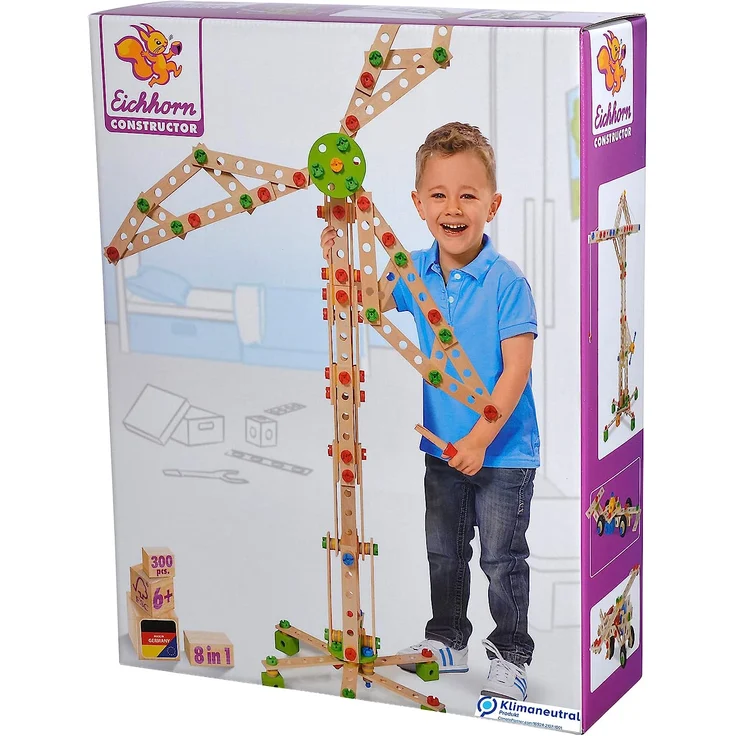 Eichhorn - Constructor Windrad - vielseitiges Holzspielzeug 300 Bauteile, 8 verschiedene Konstruktionen, für Kinder ab 6 Jahren, FSC 100% Buchenholz – Bild 1