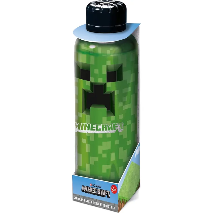 Minecraft Trinkflasche Edelstahl, doppelwandig, ca. 515 ml