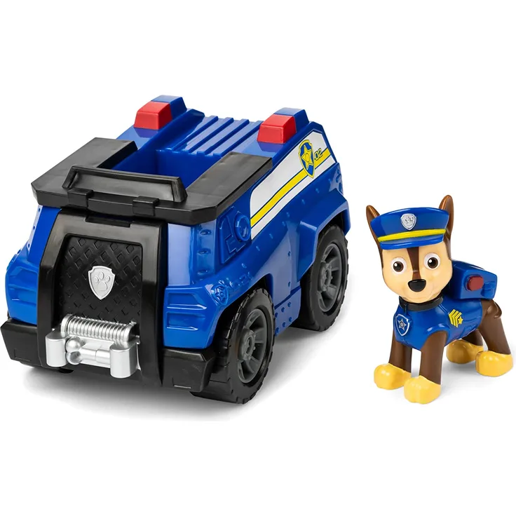PAW PATROL 6054967, Chase’s Vehicle with Collectible Figure, for Kids Aged 3 Years and Over, Chase's Patrol Cruiser Fahrzeug mit Sammelfigur, für Kinder ab 3 Jahren, Mehrfarbig