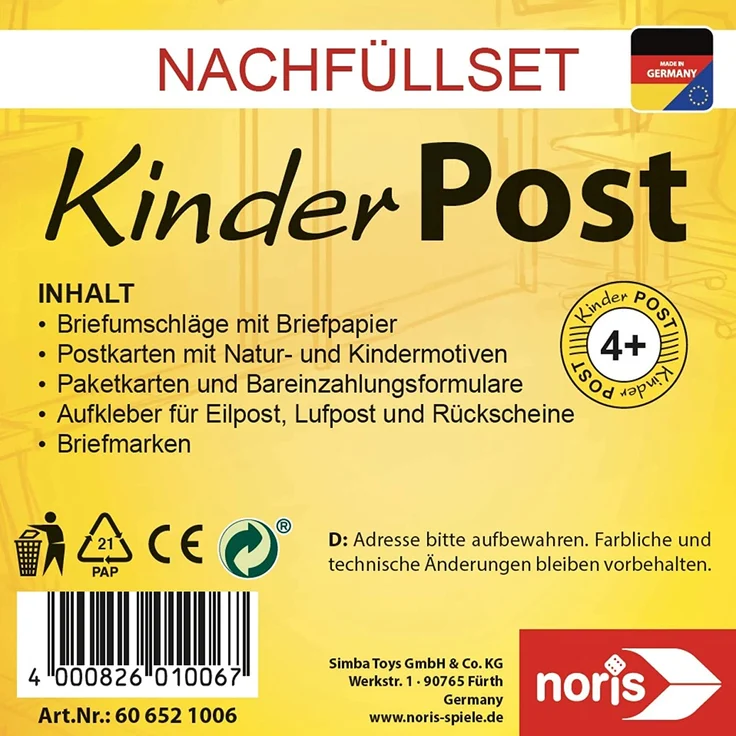 Noris Spiele - Nachfüllset Kinderpost – Bild 2