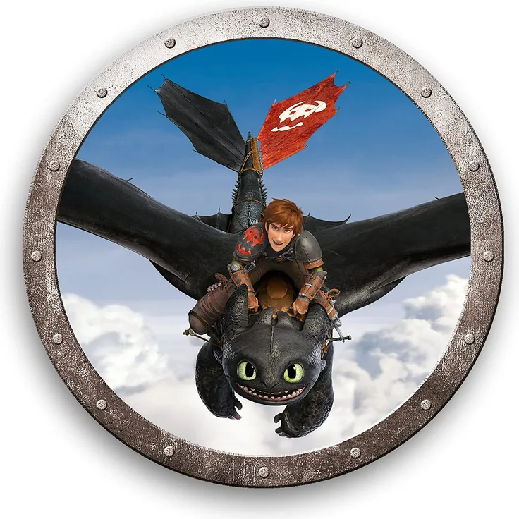 Drachenflug | DreamWorks Dragons | Rund 36 cm | Kinder Kissen | Dekokissen