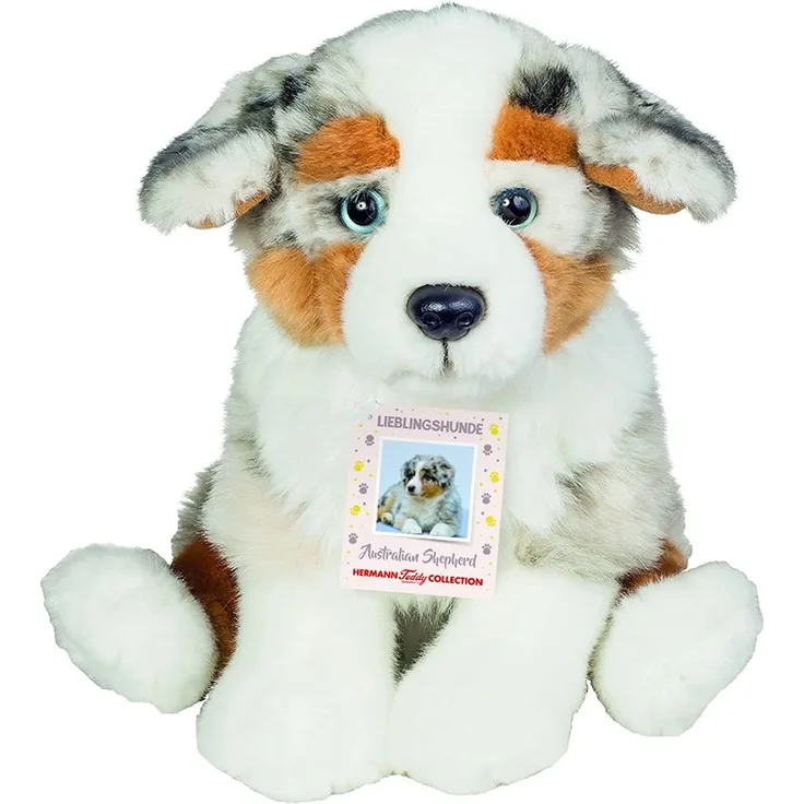 Teddy Hermann 919353 Australischer Schäferhund Welpe sitzend Plüsch, 22 cm