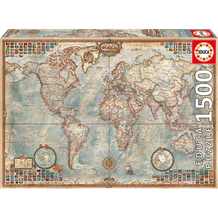 Educa 16005 - Politische Weltkarte, 1500 Teile Puzzle