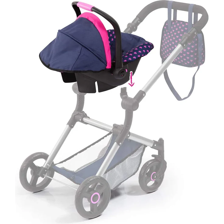 Bayer Design 67954AA Puppen-Autositz EasyGo, Puppenzubehör, passend zu Vario-Puppenwagen, mit Abdeckung, blau mit Herzenmuster und Einhornmotiv - Preisvergleich – Bild 7