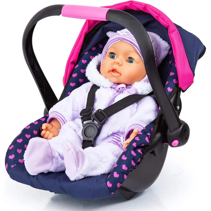 Bayer Design 67954AA Puppen-Autositz EasyGo, Puppenzubehör, passend zu Vario-Puppenwagen, mit Abdeckung, blau mit Herzenmuster und Einhornmotiv - Preisvergleich – Bild 6