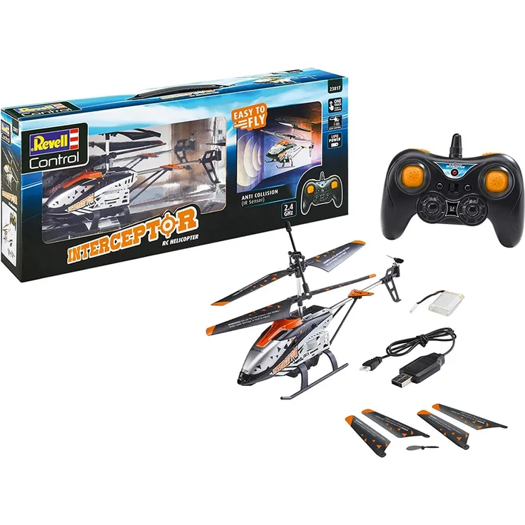 Revell Control 23817 Anti-Crash Heli Interceptor Ferngesteuerter Hubschrauber, Silber