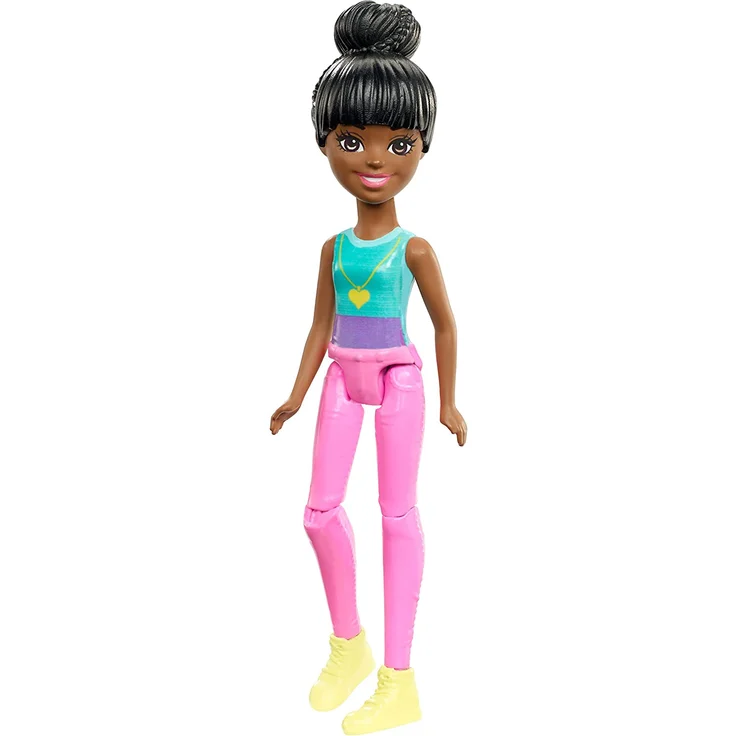 Barbie FHV75 On The Go Puppe (schwarzhaarig mit türkis-blauem Shirt) – Bild 1