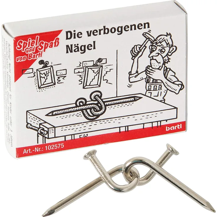 Bartl 102575 Mini-Metall-Puzzle Die verbogenen Nägel aus 2 kleinen Metallteilen