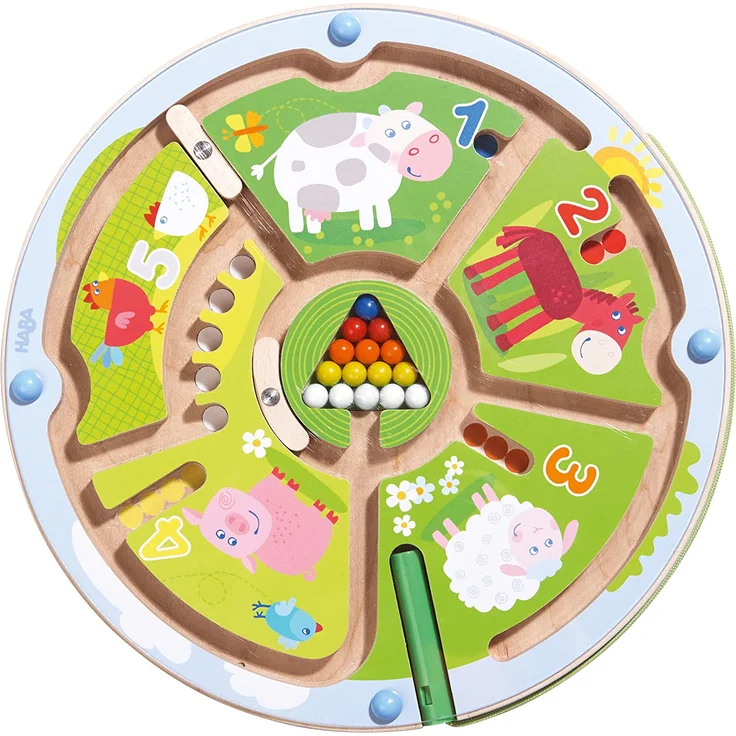 HABA 301473 - Magnetspiel Zahlenlabyrinth |Wunderschön illustriertes Baby- und Kleinkindspielzeug ab 2 Jahren| Lernspiel aus Holz – Bild 1