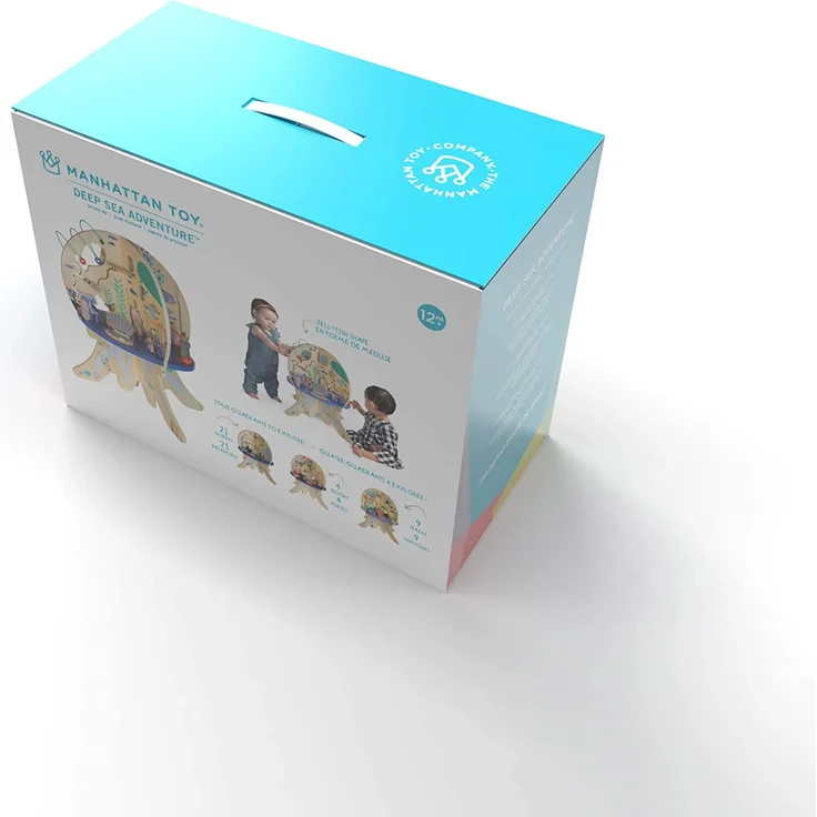 Manhattan Toy Deep Sea Adventure Aktivitätszentrum für hölzerne Kleinkinder mit klappernden Muscheln, sich drehenden Zahnrädern, Segelflugzeugen und Perlenläufen – Bild 7