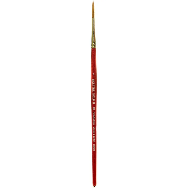 Winsor & Newton Sceptre Gold Pinsel - Serie 202, Rundpinsel 'Designers', kurzer Stiel - Nr. 4 - 2,6 mm