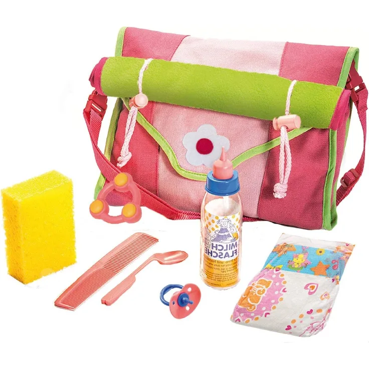 Puppen Kindergartenbeutel mit Zubehör rosa 24 cm