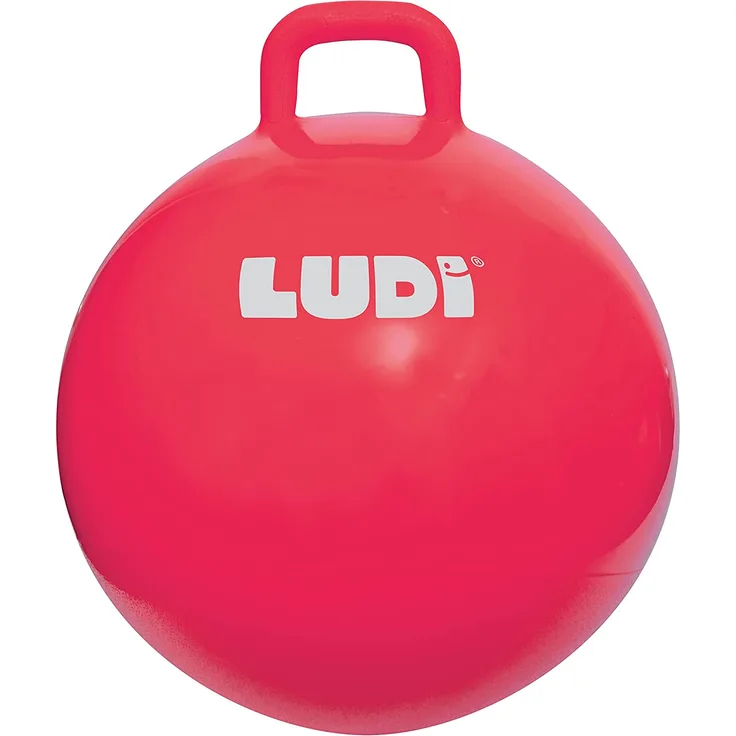 LUDI XXL Roter Hopper Ball Angepasster Griff - Großer aufblasbarer Hüpfball - Dicker und elastischer Kunststoff - Innen- und Außenspielzeug - Um EIN Spitzenhüpfer zu Werden | Ab 5 Jahren