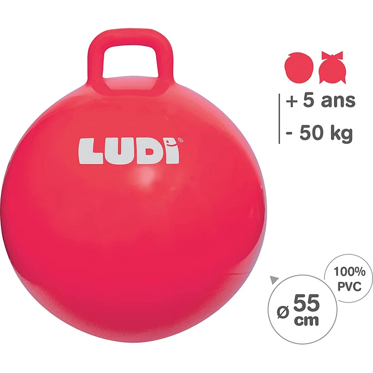 LUDI XXL Roter Hopper Ball Angepasster Griff - Großer aufblasbarer Hüpfball - Dicker und elastischer Kunststoff - Innen- und Außenspielzeug - Um EIN Spitzenhüpfer zu Werden | Ab 5 Jahren – Bild 6