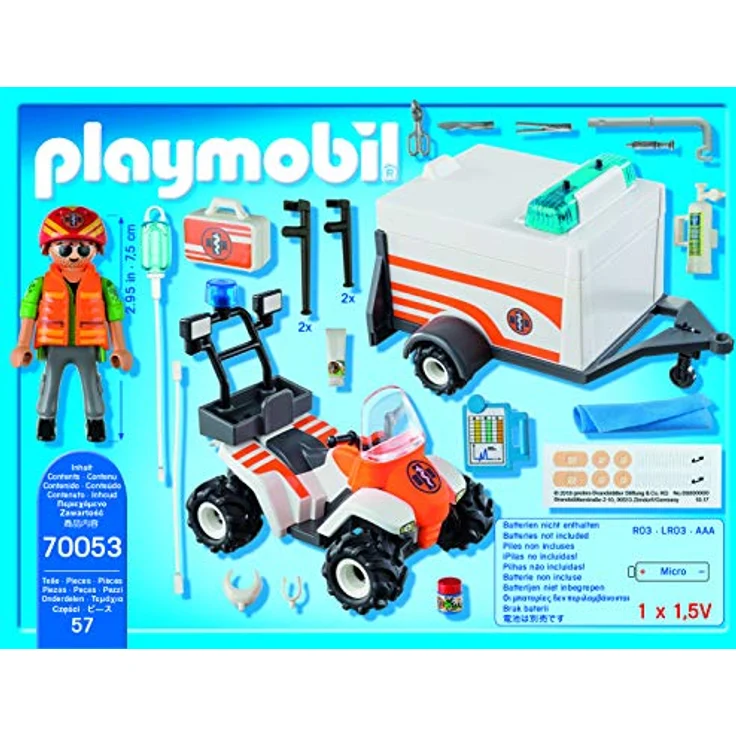 Playmobil 70053 City Life Quad mit Rettungsanhänger, bunt – Bild 6