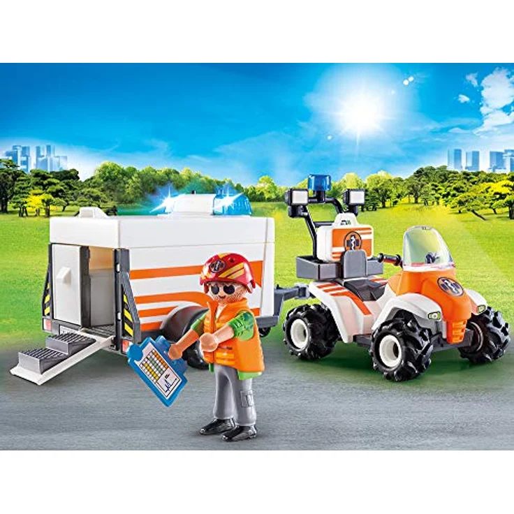 Playmobil 70053 City Life Quad mit Rettungsanhänger, bunt – Bild 2