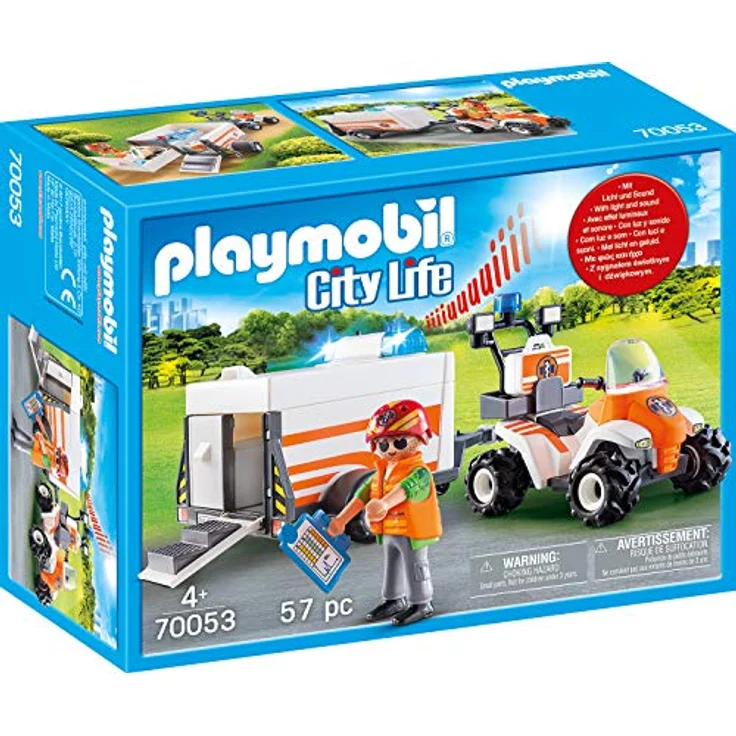 Playmobil 70053 City Life Quad mit Rettungsanhänger, bunt – Bild 1