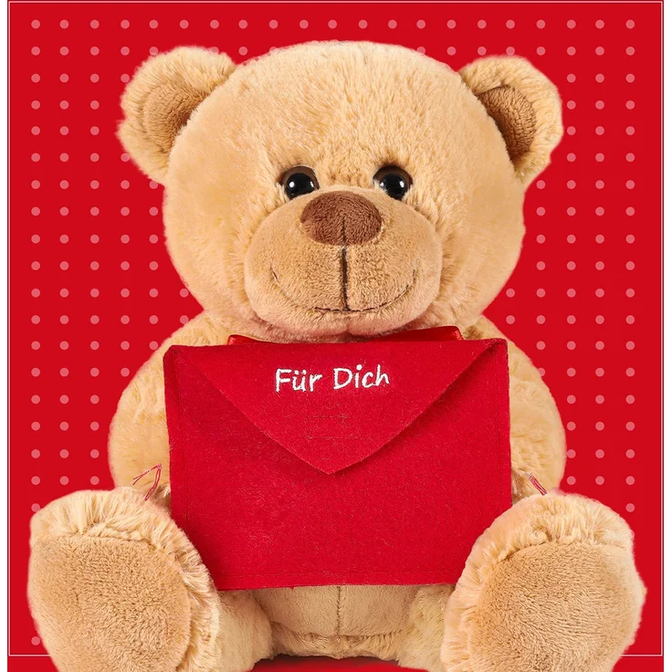 Teddybär mit Umschlag Rot - Für Dich - 25 cm - Teddybär Plüschteddy Kuscheltier Schmusetier - Braun – Bild 7