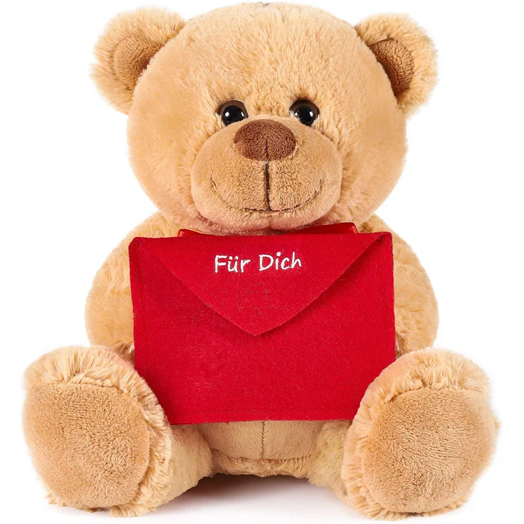 Teddybär mit Umschlag Rot - Für Dich - 25 cm - Teddybär Plüschteddy Kuscheltier Schmusetier - Braun – Bild 1