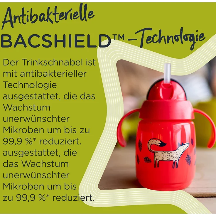 Tommee Tippee Superstar Weighted Strohbecher für Kleinkinder mit INTELLIVALVE 100% auslaufsicherer Technologie und hygienischer antibakterieller BACSHIELD-Technologie, 6 m+, 300 ml, 1 Stück, gelb – Bild 4