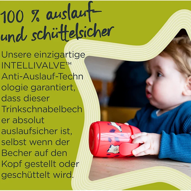 Tommee Tippee Superstar Weighted Strohbecher für Kleinkinder mit INTELLIVALVE 100% auslaufsicherer Technologie und hygienischer antibakterieller BACSHIELD-Technologie, 6 m+, 300 ml, 1 Stück, gelb – Bild 3