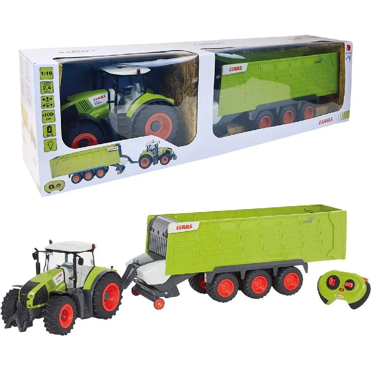 Happy People 34425 , Claas Traktor Axion 870 RC + Anhänger Cargos 9600 – Bild 1