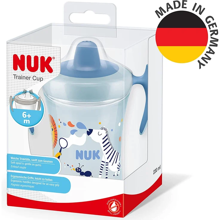NUK Trainer Cup 230ml weiche Trinktülle, auslaufsicher ab 6 Monaten blau – Bild 7