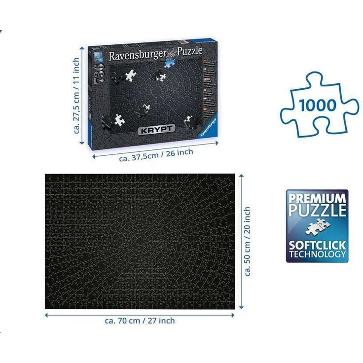 Ravensburger Krypt Puzzle, Schweres Puzzle für Erwachsene und Kinder ab 14 Jahren, Schwarz, 736 Teile – Bild 3