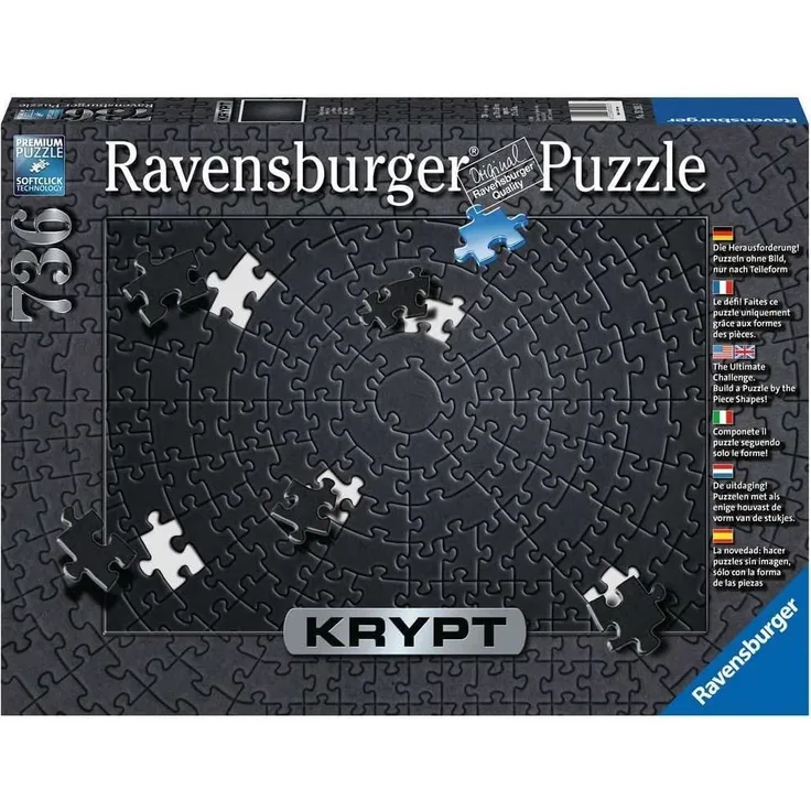 Ravensburger Krypt Puzzle, Schweres Puzzle für Erwachsene und Kinder ab 14 Jahren, Schwarz, 736 Teile