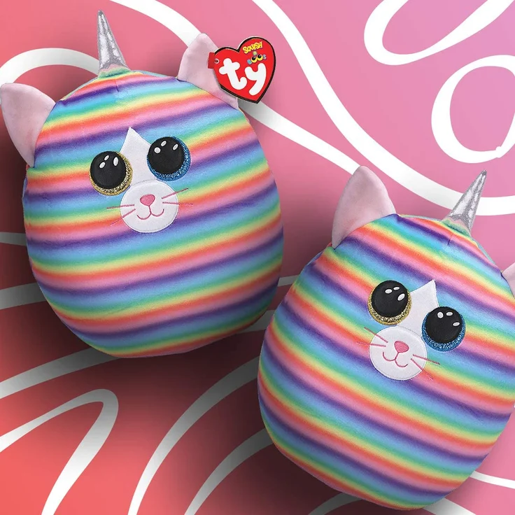 TY Squish-a-Boo's, Heather, Katze, ca 40cm, Regenbogen-gestreift – Bild 3