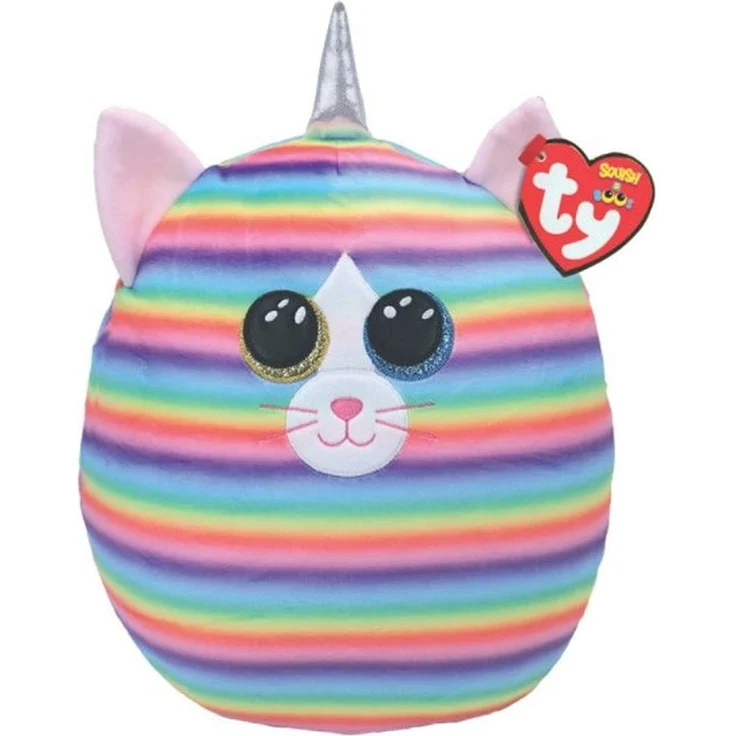 TY Squish-a-Boo's, Heather, Katze, ca 40cm, Regenbogen-gestreift – Bild 1