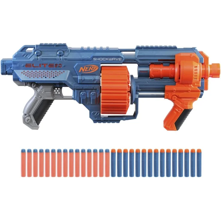 Nerf 'Elite 2.0 Shockwave RD-15' Blaster, ab 8 Jahren, Reichweite 27 m, hellblau/orange – Bild 1